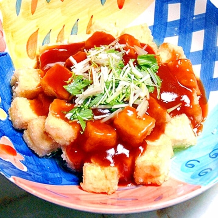 メイン具材2個で!揚げ出し豆腐の甘酢あんかけ風♪